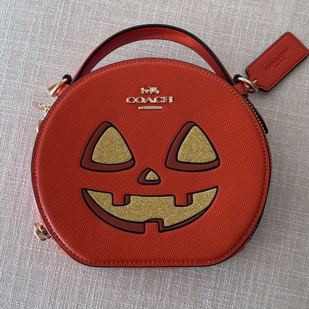 Coach Orange and Gold Pumpkin Canteen Crossbody